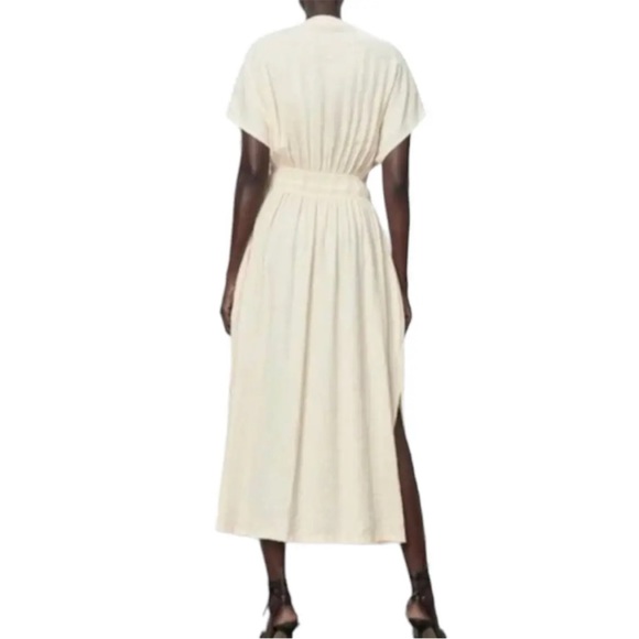 NWT Zara Wrinkle Look Rustic Dress Color Ecru in Size XS - Picture 4 of 5
